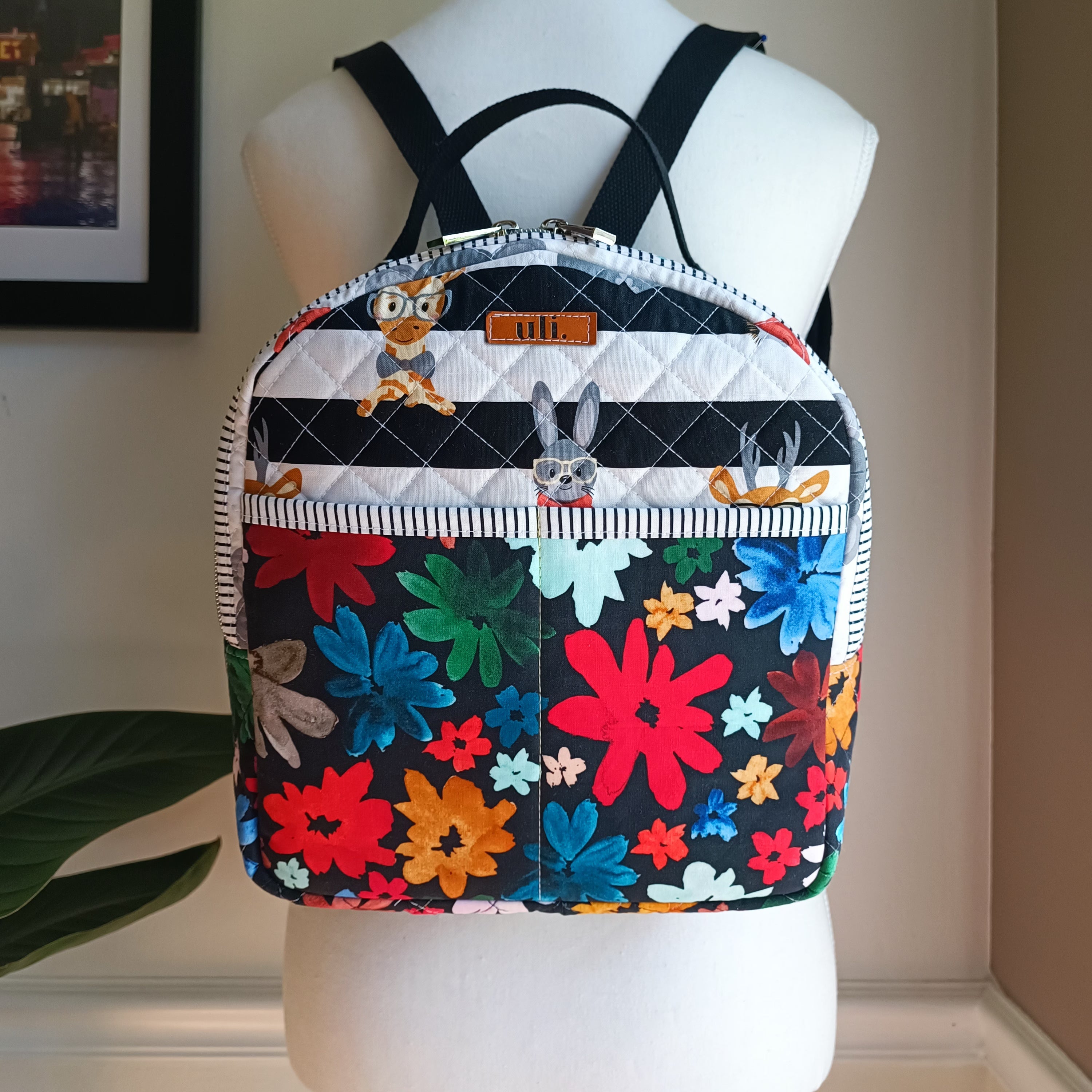 cotton mini backpacks All Cotton Quilted Mini Backpack (Floral, Animal) – Uli Bags