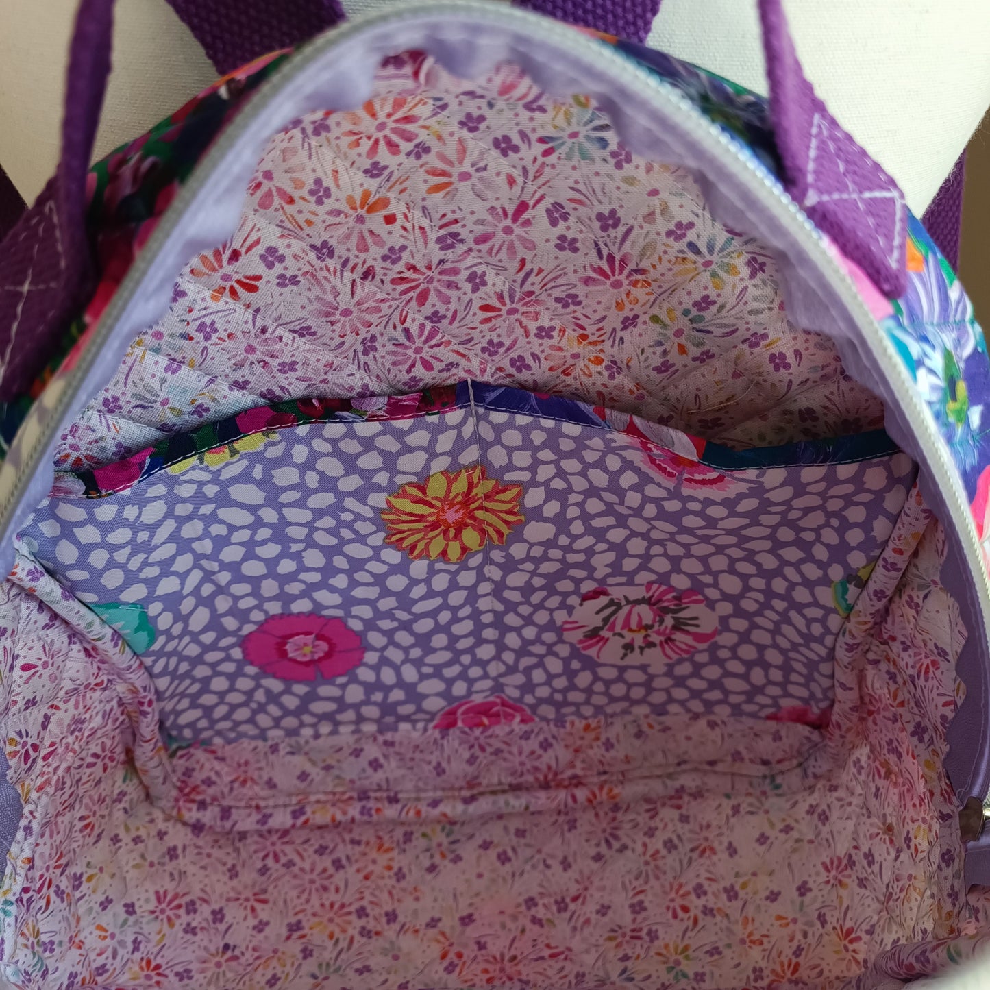 All Cotton Quilted Mini Backpack (Floral)
