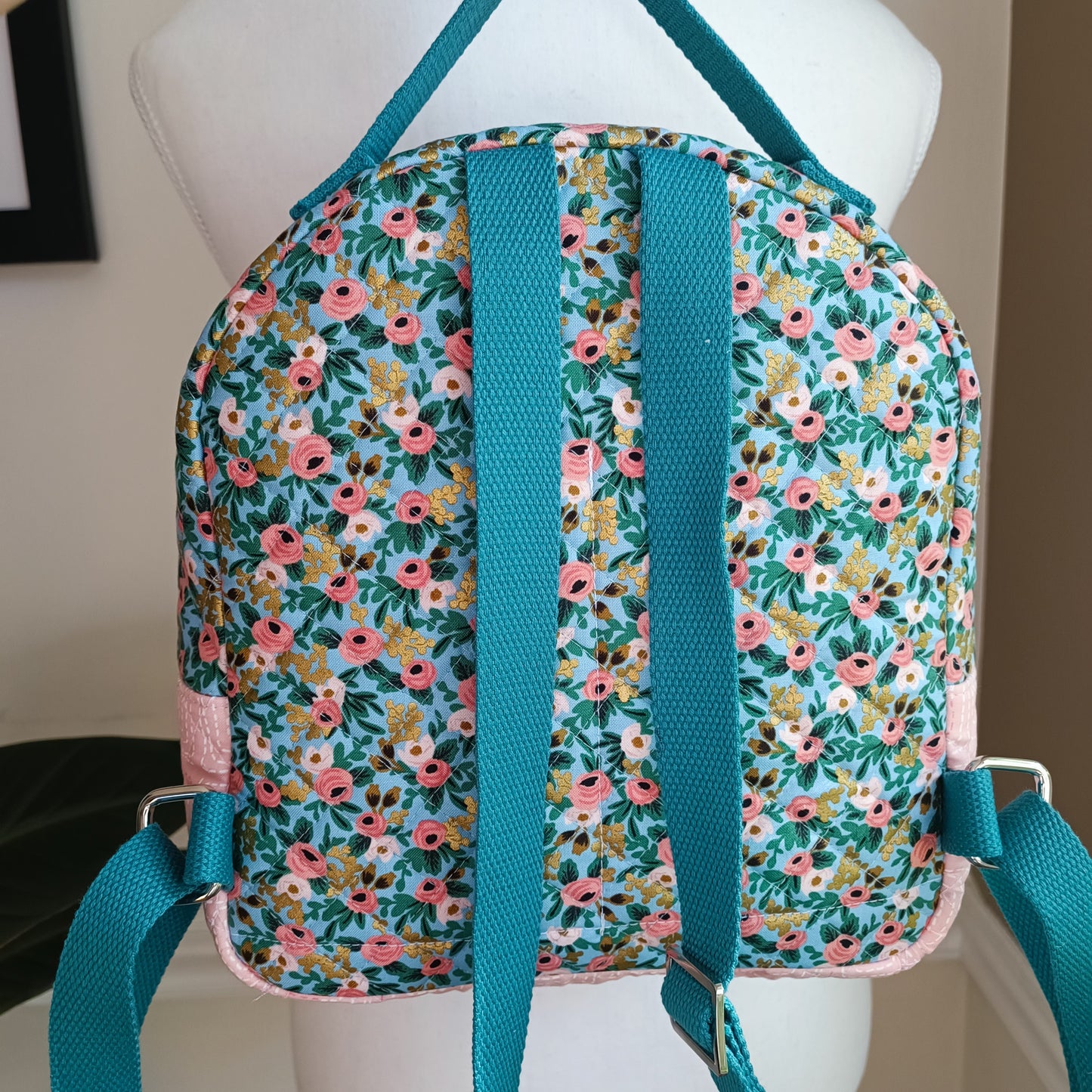 All Cotton Quilted Mini Backpack (Floral)