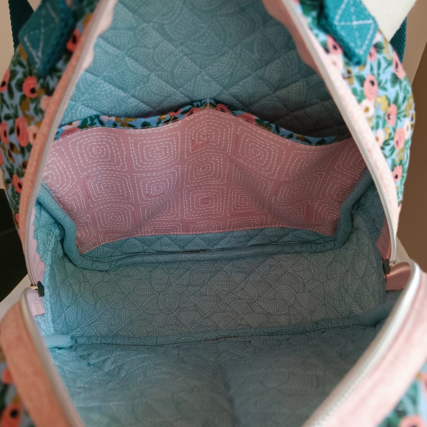 All Cotton Quilted Mini Backpack (Floral)