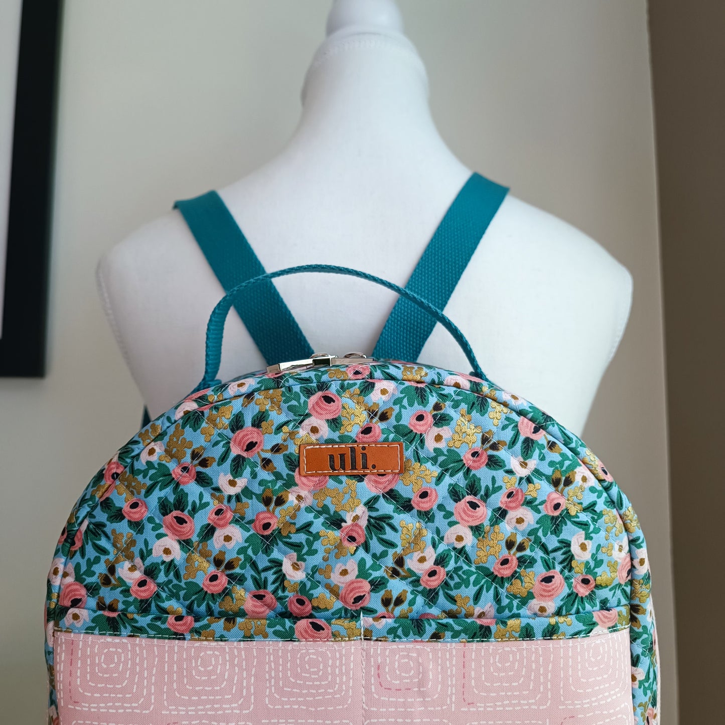 All Cotton Quilted Mini Backpack (Floral)