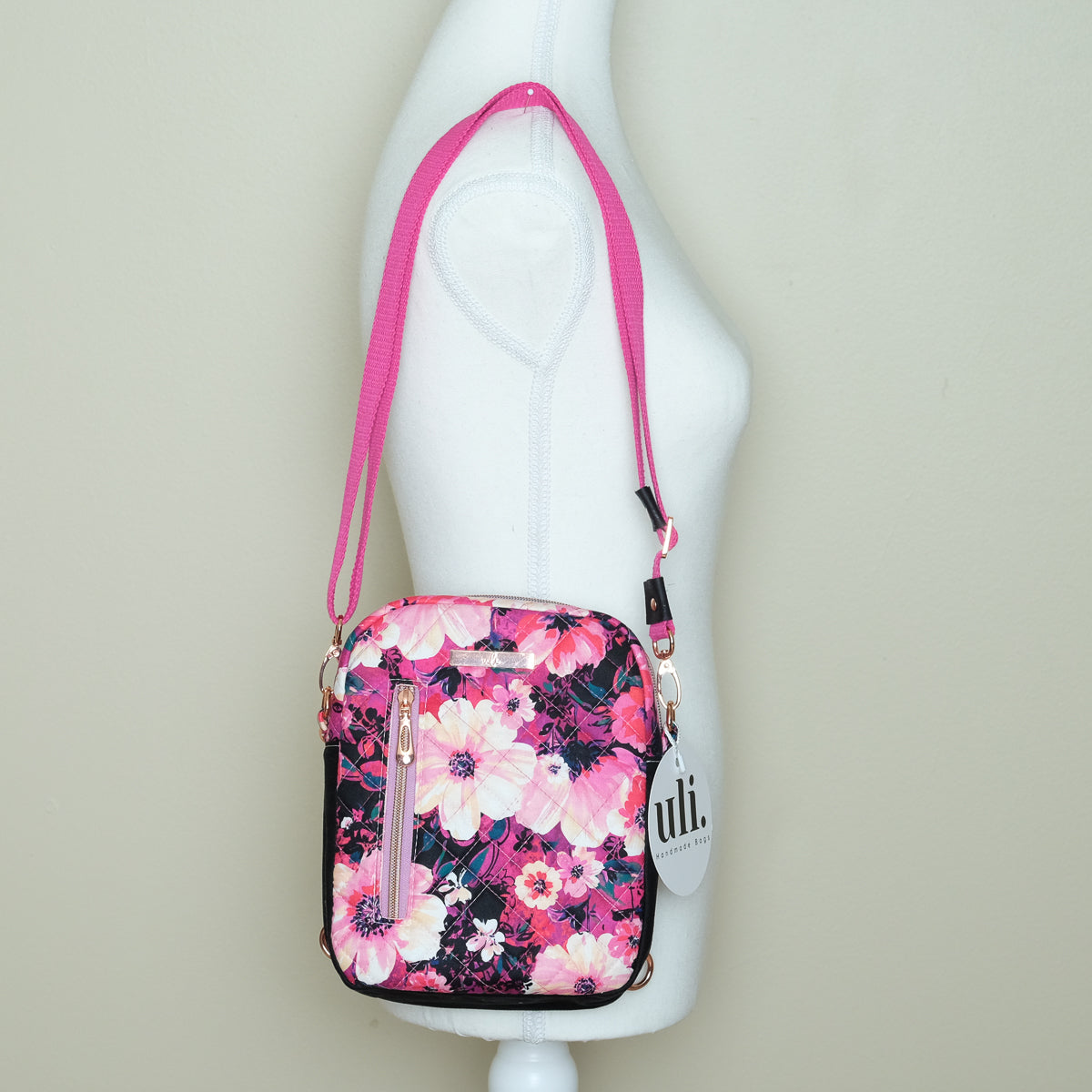 Ragam Convertible Bags (Black, Pink Flowers)