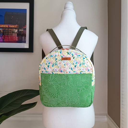 All Cotton Quilted Mini Backpack (Floral)