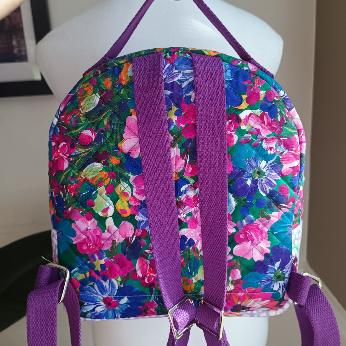 All Cotton Quilted Mini Backpack (Floral)