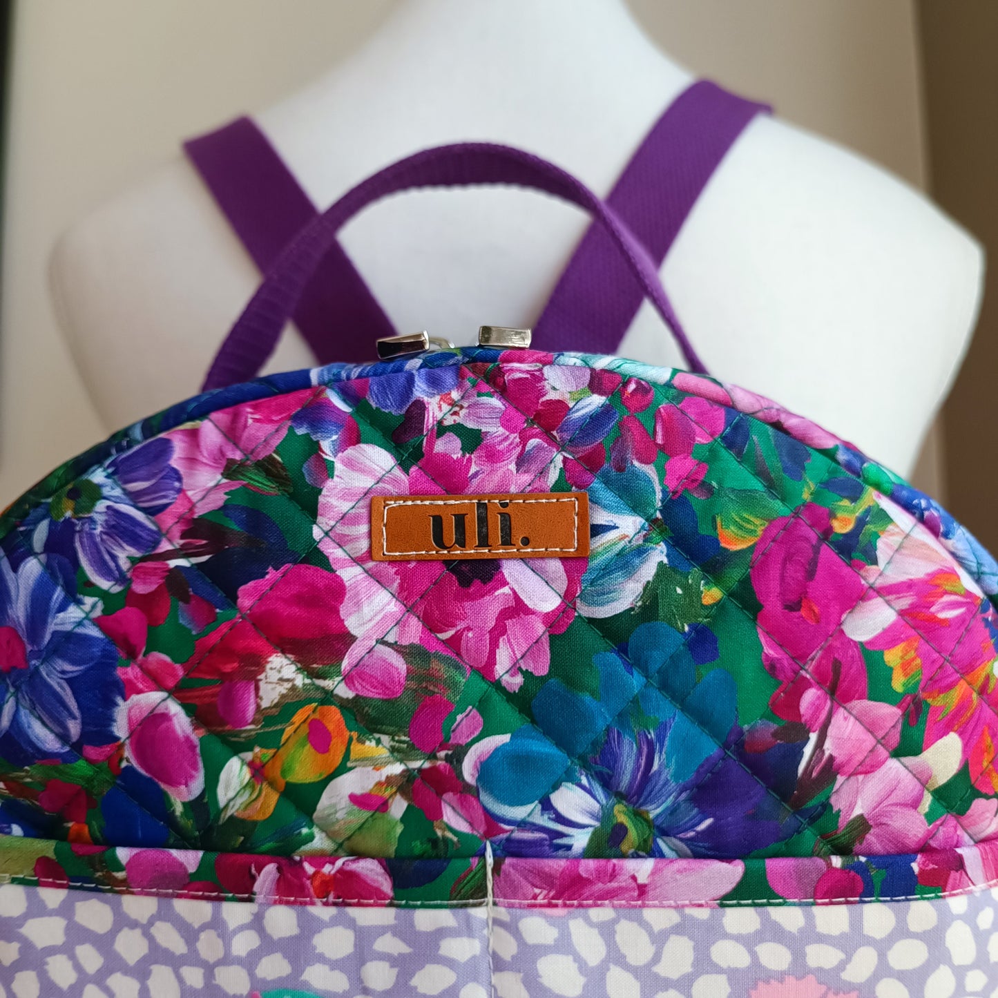 All Cotton Quilted Mini Backpack (Floral)