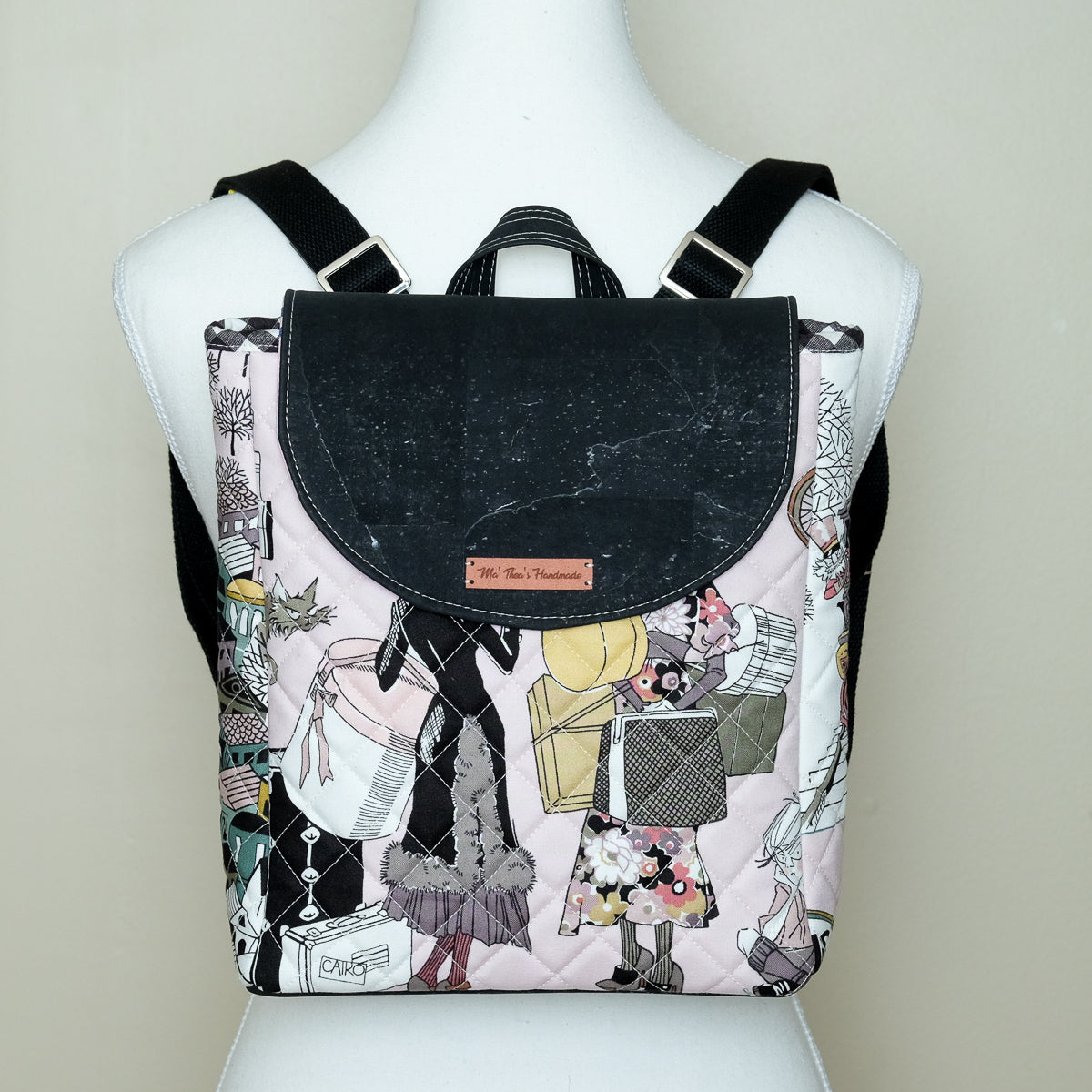 Cork Quilted Mini Backpack (Spooky Seamstress)