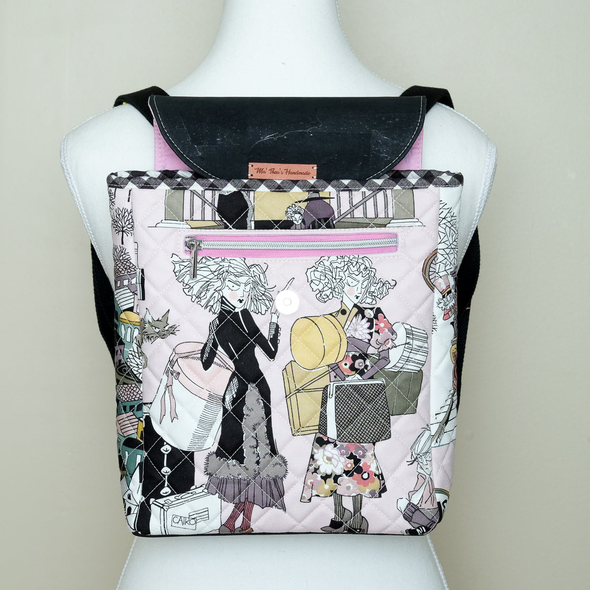 Cork Quilted Mini Backpack (Spooky Seamstress)