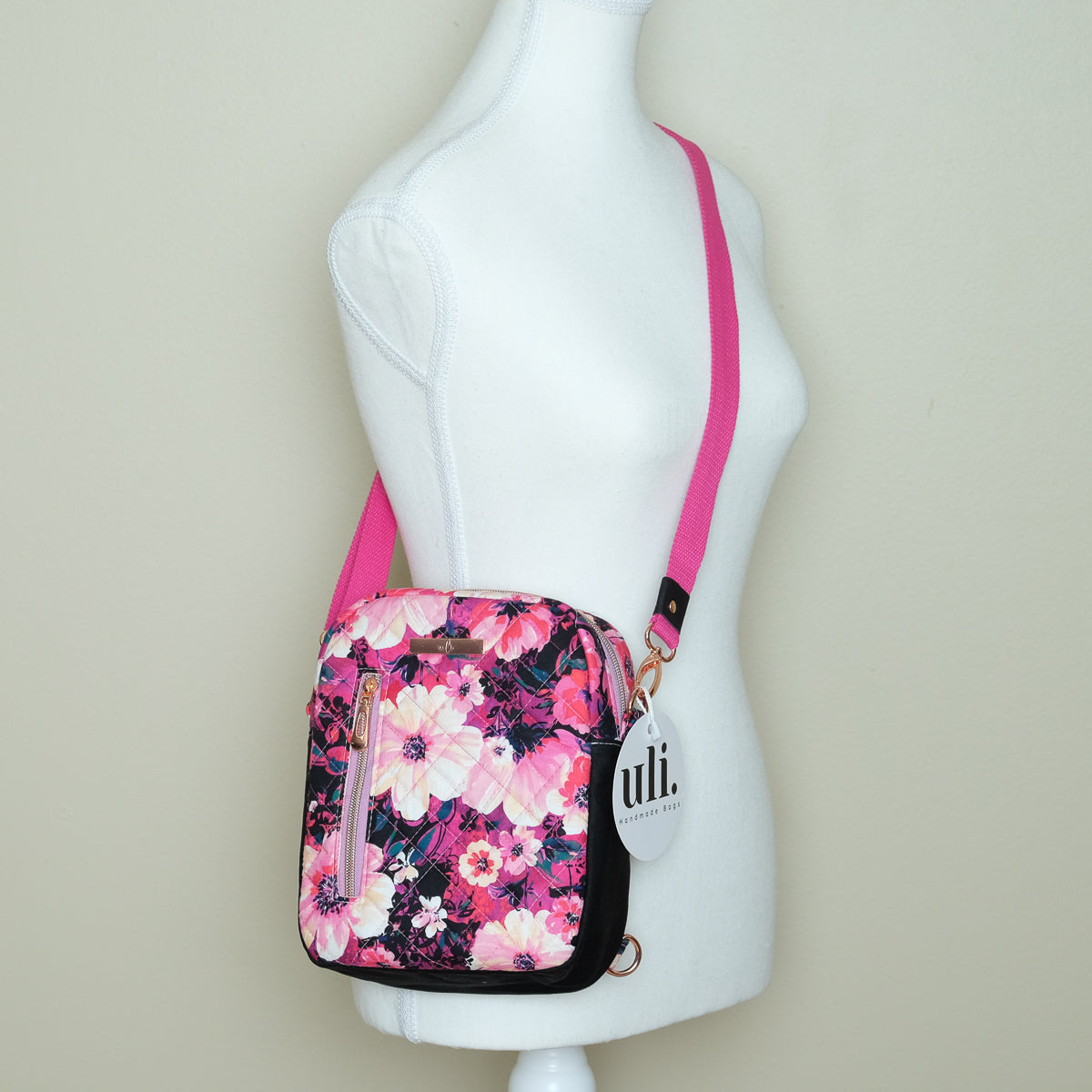 Ragam Convertible Bags (Black, Pink Flowers)
