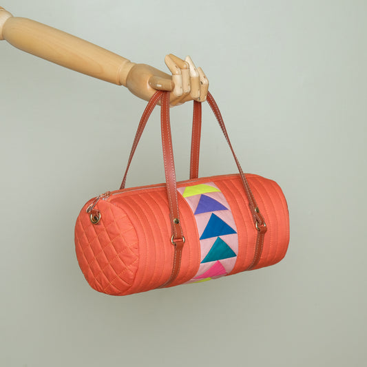 Quilted Barrel Bag (Orange)