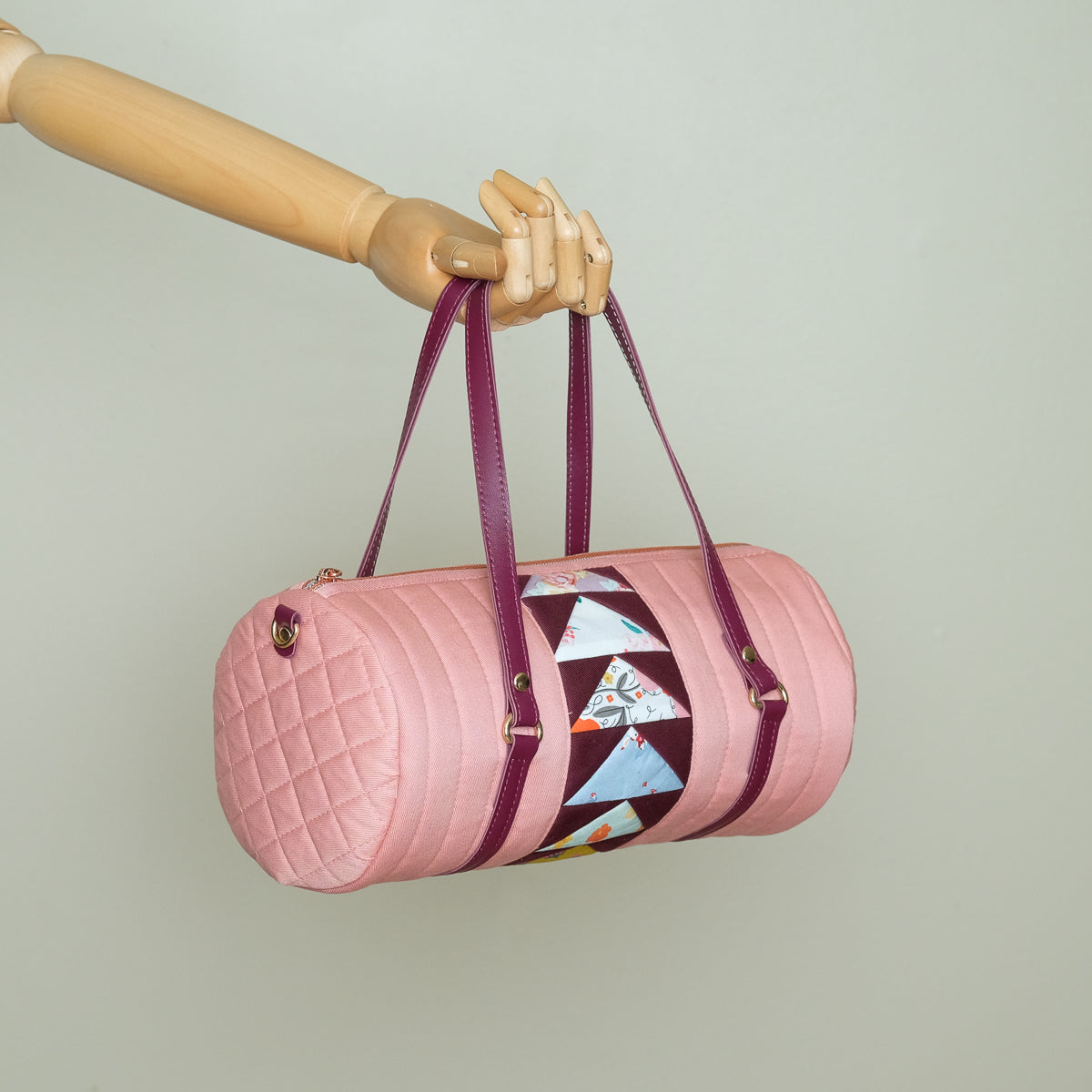 Quilted Barrel Bag (Pink)