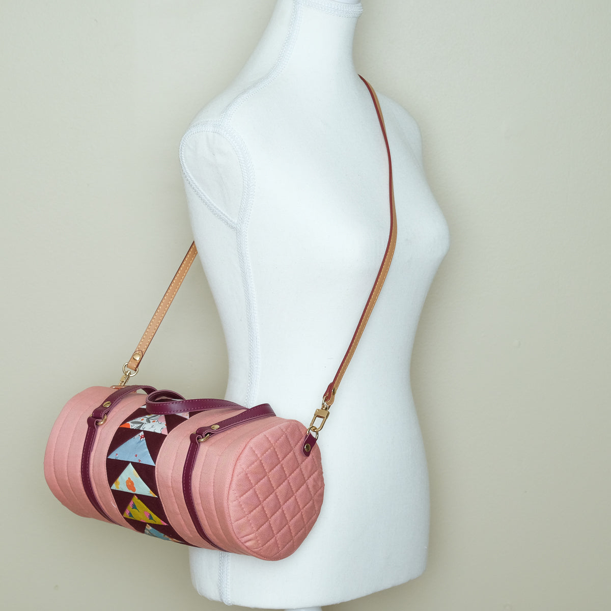 Quilted Barrel Bag (Pink)