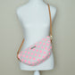 Quilted Halfmoon Crossbody Bag (Broken white, Pink Polkadot)