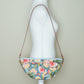 Quilted Halfmoon Crossbody Bag (Blue, Flowers)