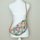 Quilted Halfmoon Crossbody Bag (Blue, Flowers)