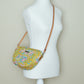 Quilted Halfmoon Crossbody Bag (Green Lime, Flowers)