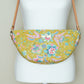 Quilted Halfmoon Crossbody Bag (Green Lime, Flowers)