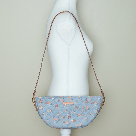 Quilted Halfmoon Crossbody Bag (Pastel Blue, Strawberry)