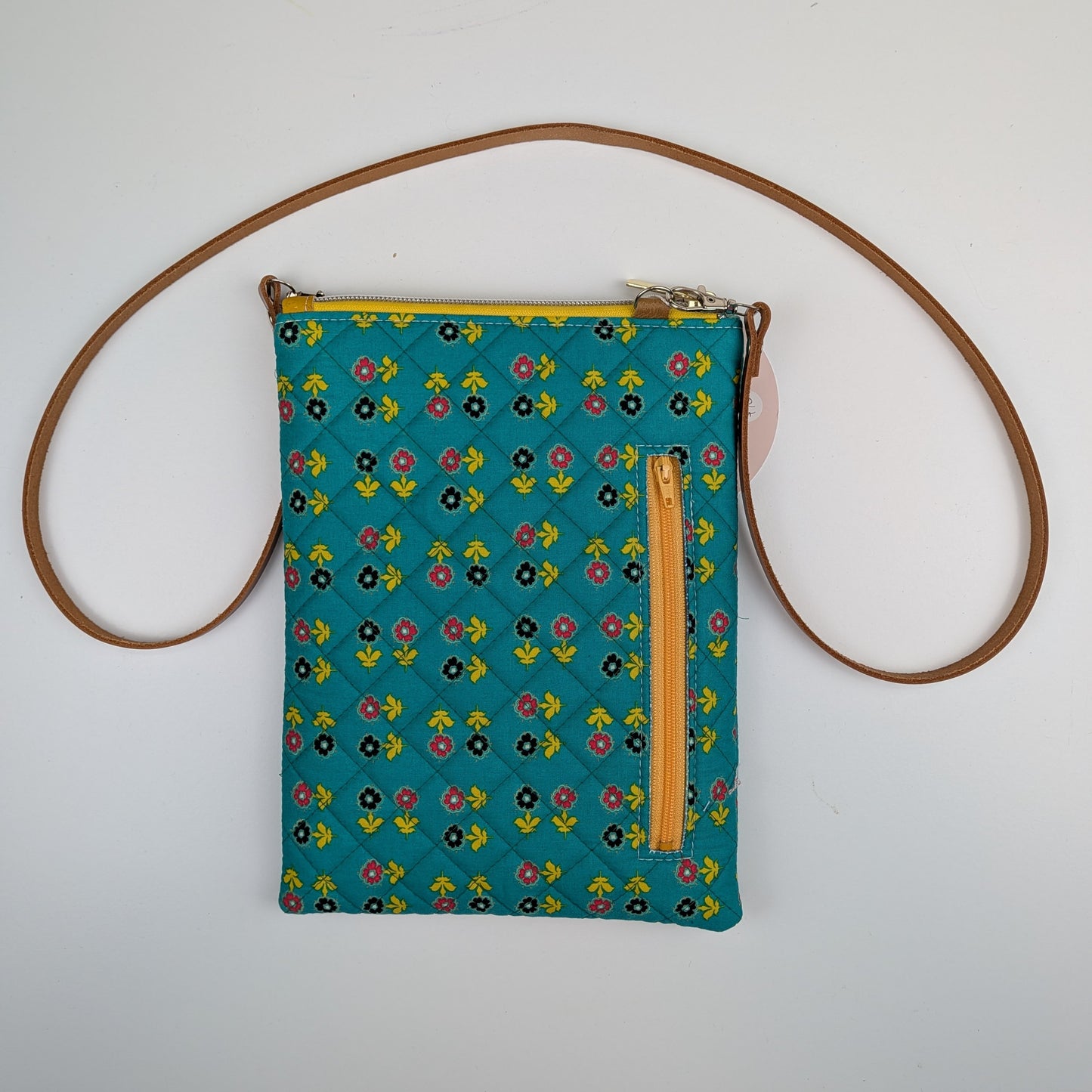 Quilted Travel Bag (Dark Teal, flower)