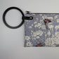 Quilted Wooden Pouch (Grey, white flowers)
