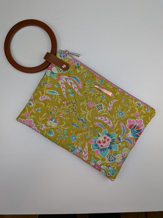 Quilted Wooden Pouch (Green Lime)